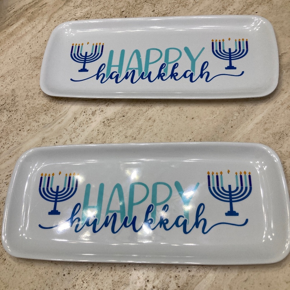 Two Plastic Chanukah Serving Trays